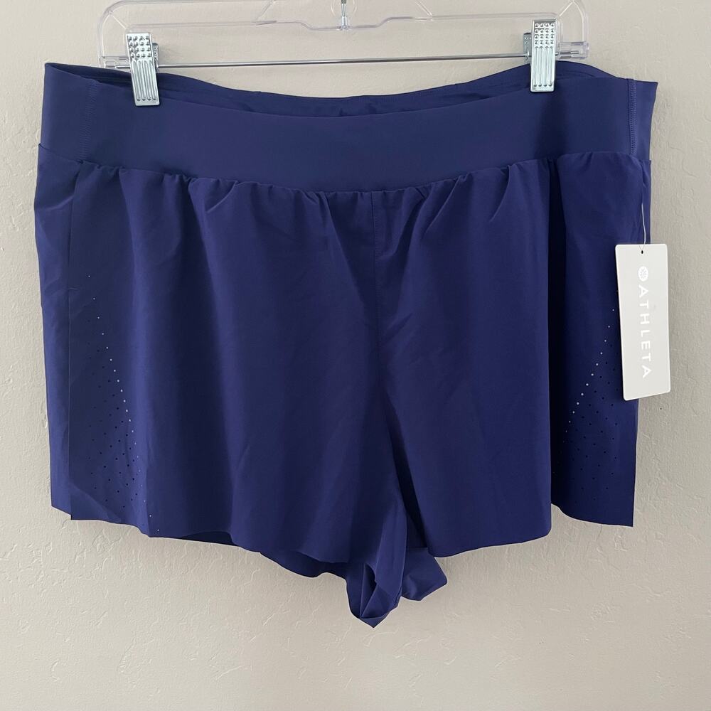 Athleta Fast Route Laser Cut 2" Run Shorts XL Purple Athletic Trail Sporty NEW